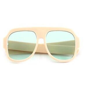 Aviator Sunglasses Fashion Visor Shield Beige Frame Green Lens Men Women Style‎